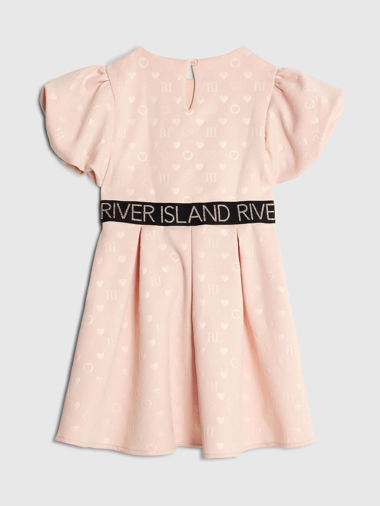 River Island Pink Girls Embossed Scuba Dress - Image 2 of 4