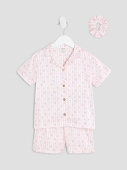 River Island Pink Girls Rosebud Stripe Satin Pyjamas - Image 3 of 5