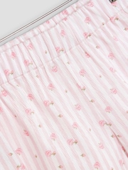 River Island Pink Girls Rosebud Stripe Satin Pyjamas - Image 4 of 5
