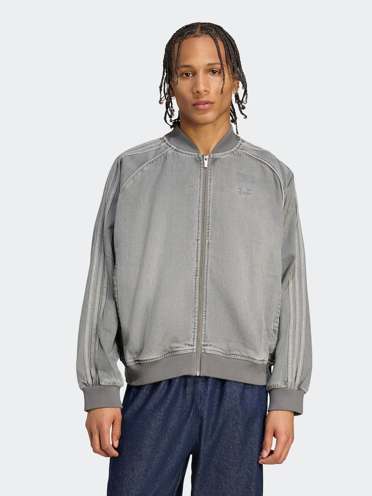 adidas Originals Grey Adicolor Loose SST Denim Black Wash Jacket - Image 1 of 6