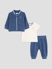 River Island Blue Baby Boys Velour Zip Thru Set - Image 1 of 5