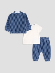 River Island Blue Baby Boys Velour Zip Thru Set - Image 2 of 5