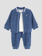 River Island Blue Baby Boys Velour Zip Thru Set - Image 3 of 5