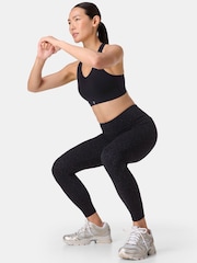 Sweaty Betty Black Wild Leopard Print 7/8 Length Power Embossed Workout Leggings - Image 1 of 9