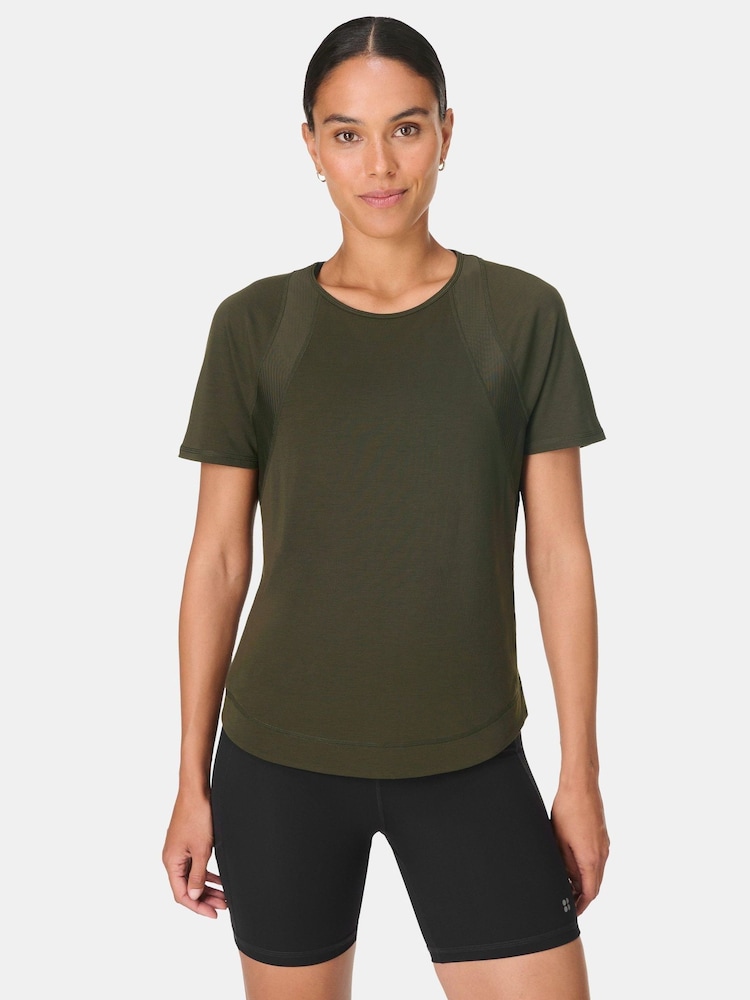 Sweaty Betty Green Breathe Easy Mesh T-Shirt - Image 1 of 6