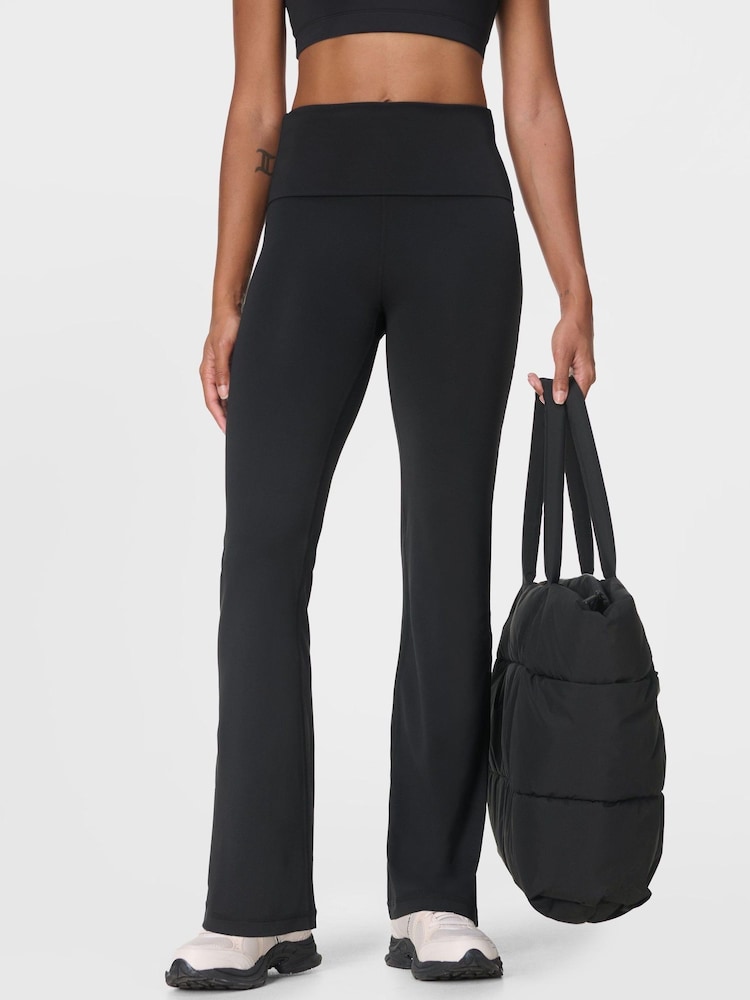 Sweaty Betty Black All Day Foldover Waist Trousers - Image 1 of 7 Sweaty Betty Black All Day Foldover Waist Trousers - Image 1 of 7