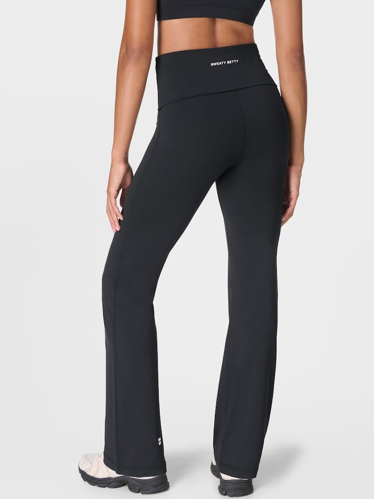 Sweaty Betty Black All Day Foldover Waist Trousers - Image 2 of 7