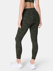 Sweaty Betty Green Linear Foliage Print 7/8 Length Power Embossed Workout Leggings - Image 3 of 10
