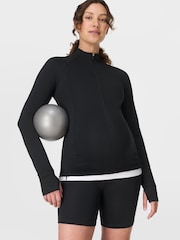 Sweaty Betty Black All Day Maternity Midlayer T-Shirt - Image 7 of 9