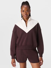 Sweaty Betty Brown Revive Crop Half Zip Jumper - Image 1 of 7