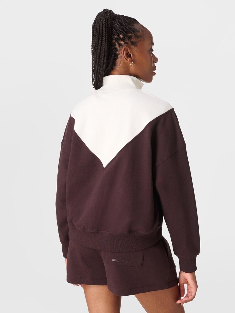 Sweaty Betty Brown Revive Crop Half Zip Jumper - Image 2 of 7
