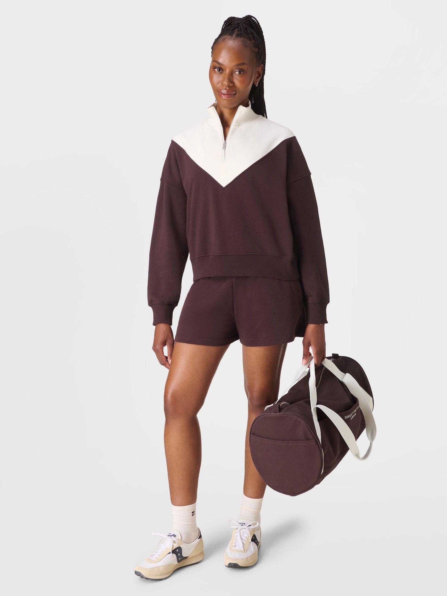 Buy Sweaty Betty Brown Revive Crop Half Zip Jumper from Next USA