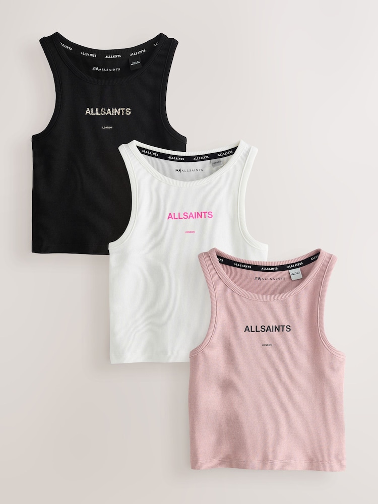 smALLSAINTS Multi Logo Ribbed Vest 3 Pack - Image 1 of 7