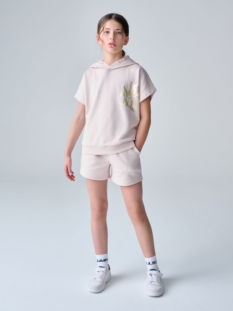 smALLSAINTS Light Pink Orlando Oversized Short Sleeve Hoodie and Shorts Set - Image 1 of 5 smALLSAINTS Light Pink Orlando Oversized Short Sleeve Hoodie and Shorts Set - Image 1 of 5