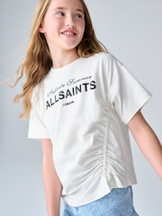 smALLSAINTS White/Soleil Graphic Ruched Oversized Crew T-Shirt - Image 1 of 9