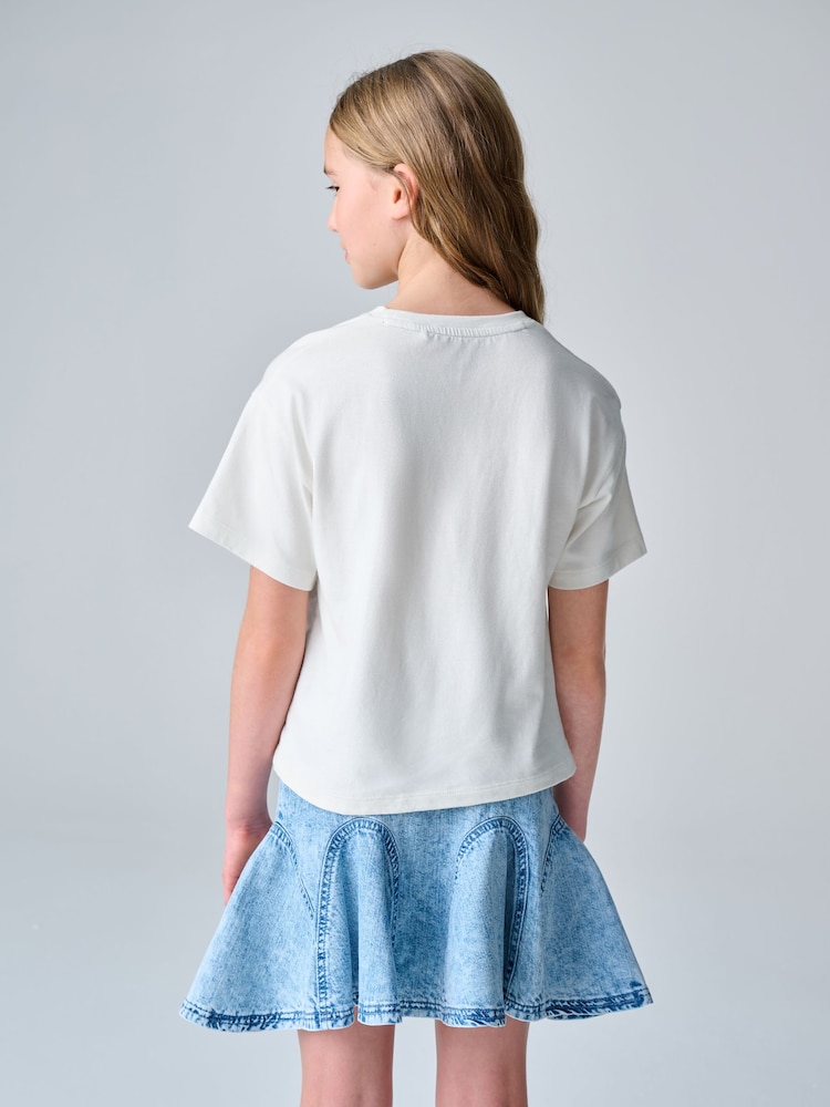 smALLSAINTS White/Soleil Graphic Ruched Oversized Crew T-Shirt - Image 2 of 9