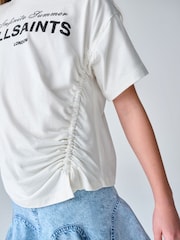 smALLSAINTS White/Soleil Graphic Ruched Oversized Crew T-Shirt - Image 4 of 9