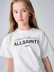 smALLSAINTS White/Soleil Graphic Ruched Oversized Crew T-Shirt - Image 5 of 9