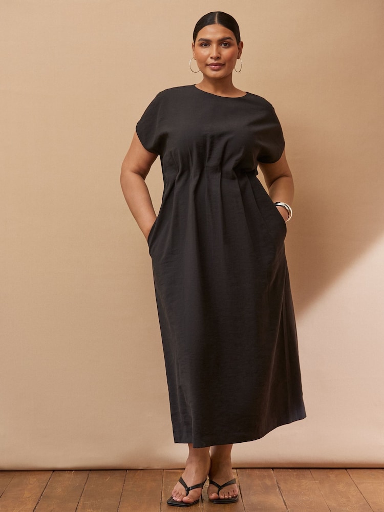 Live Unlimited Black Short Sleeve Pleated Dress - Image 1 of 4
