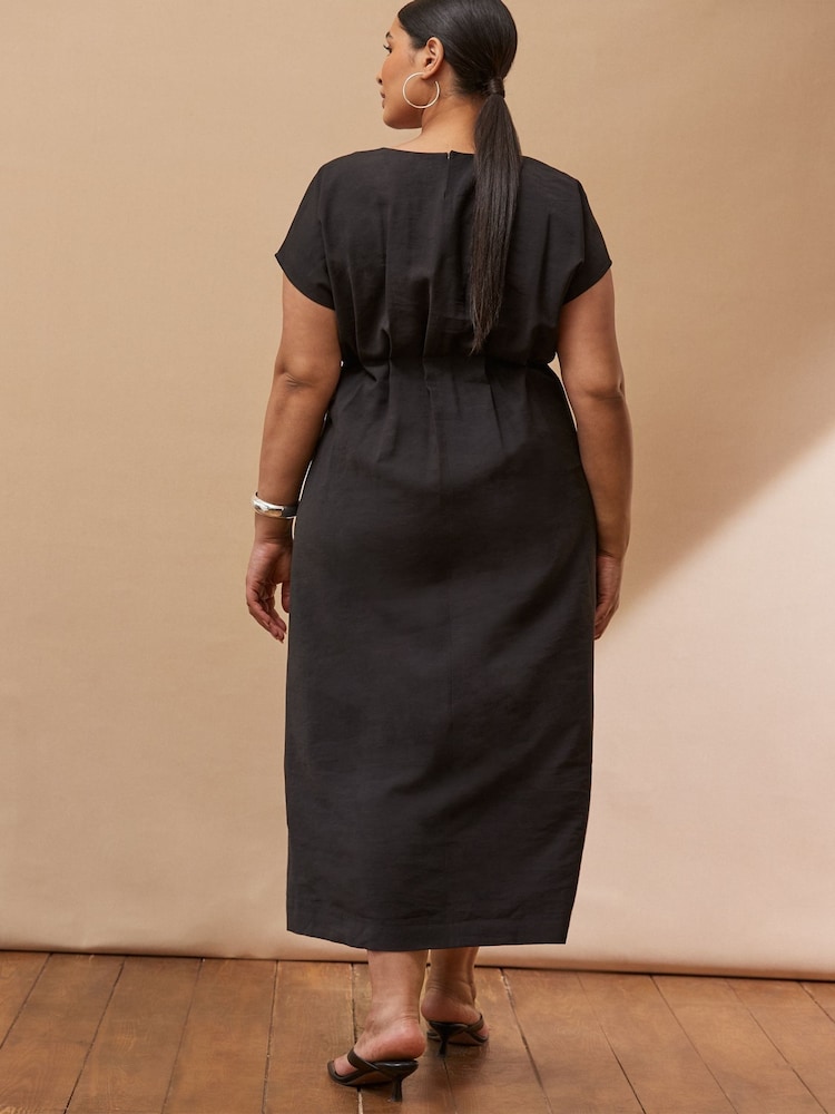 Live Unlimited Black Short Sleeve Pleated Dress - Image 2 of 4
