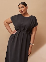 Live Unlimited Black Short Sleeve Pleated Dress - Image 3 of 4
