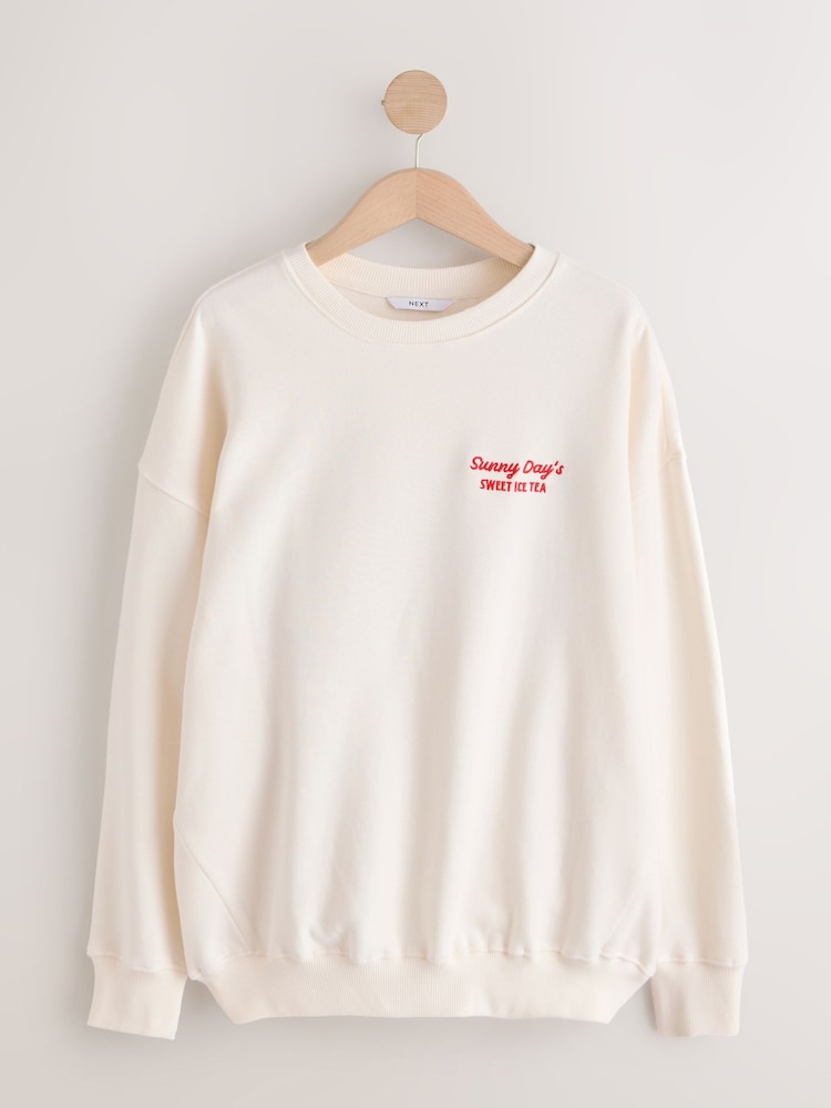Ecru Sunny Ice Tea Graphic Long Sleeve Sweat Top - Image 1 of 4