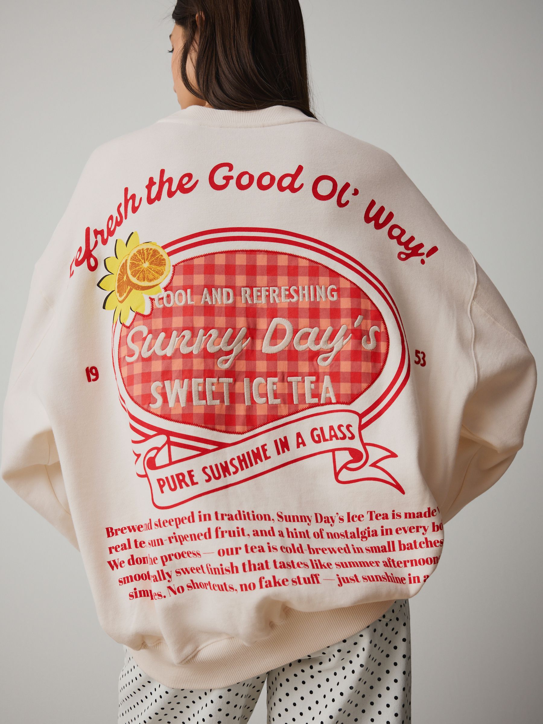 Buy Ecru Sunny Ice Tea Graphic Long Sleeve Sweat Top from the Next