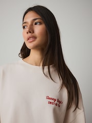 Ecru Sunny Ice Tea Graphic Long Sleeve Sweat Top - Image 6 of 10