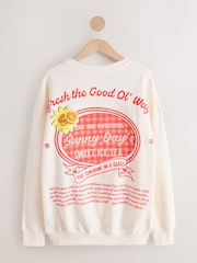 Ecru Sunny Ice Tea Graphic Long Sleeve Sweat Top - Image 8 of 10