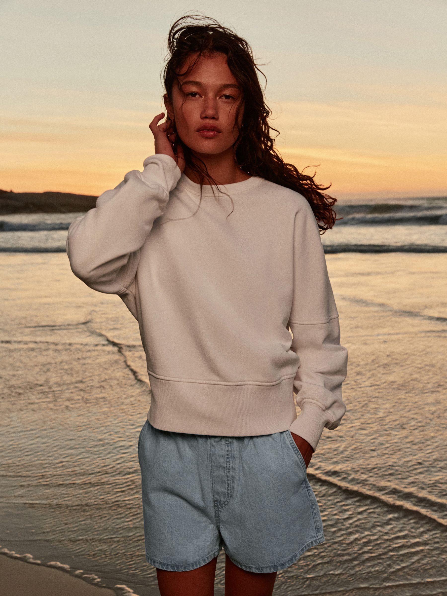 Buy White Crew Neck Washed Sweatshirt from Next Romania