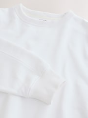 Ağ - Crew Boyunlu Yuyulmuş Sweatshirt - 9şəkildən 8 şəkil