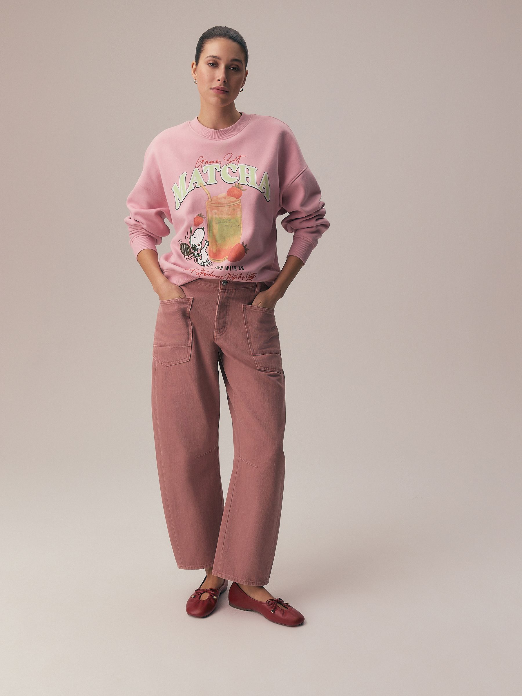 Buy Light Pink Snoopy Matcha Graphic Sweatshirt from Next USA