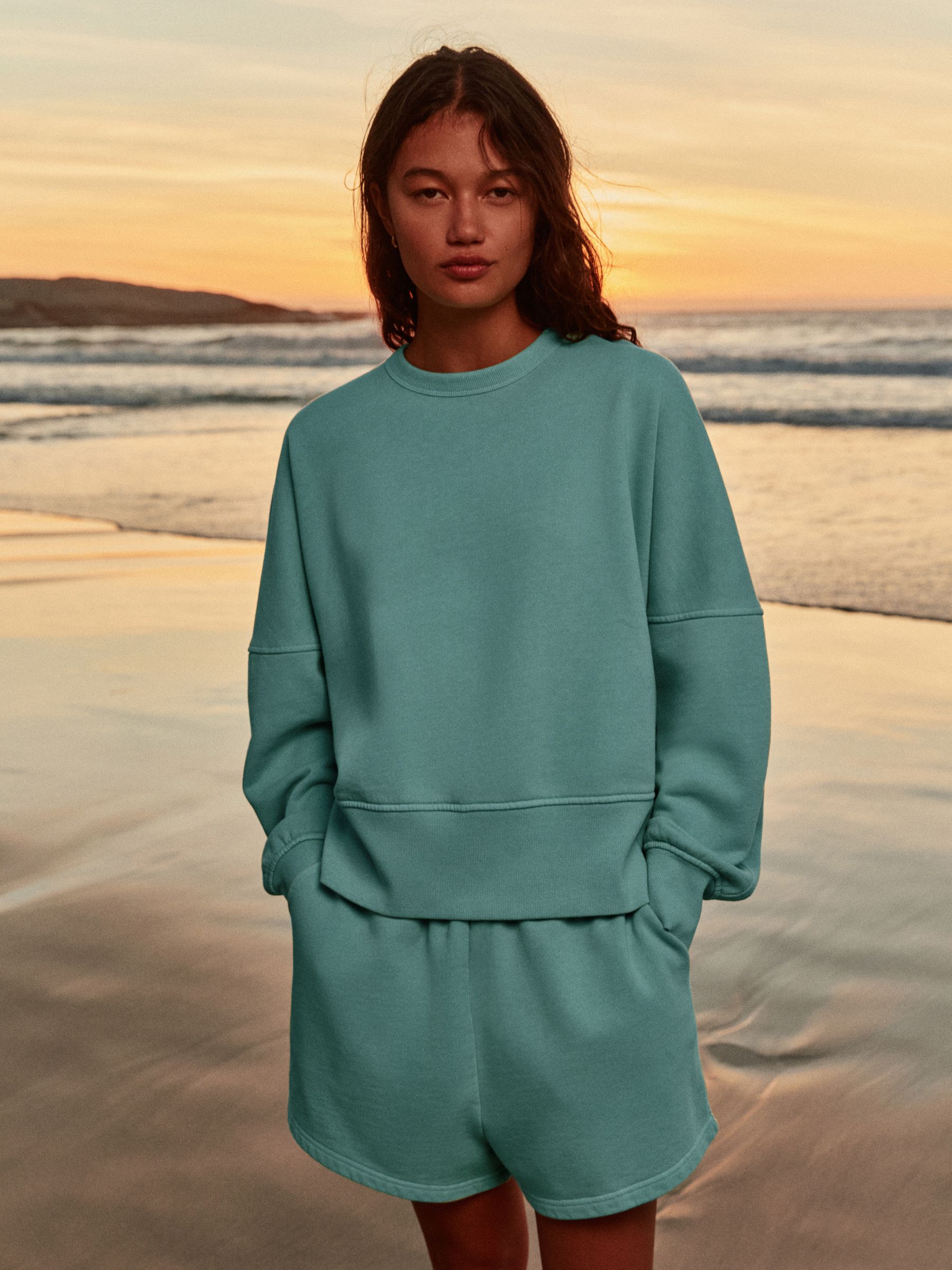 Buy Turquoise Blue Crew Neck Washed Sweatshirt from Next USA