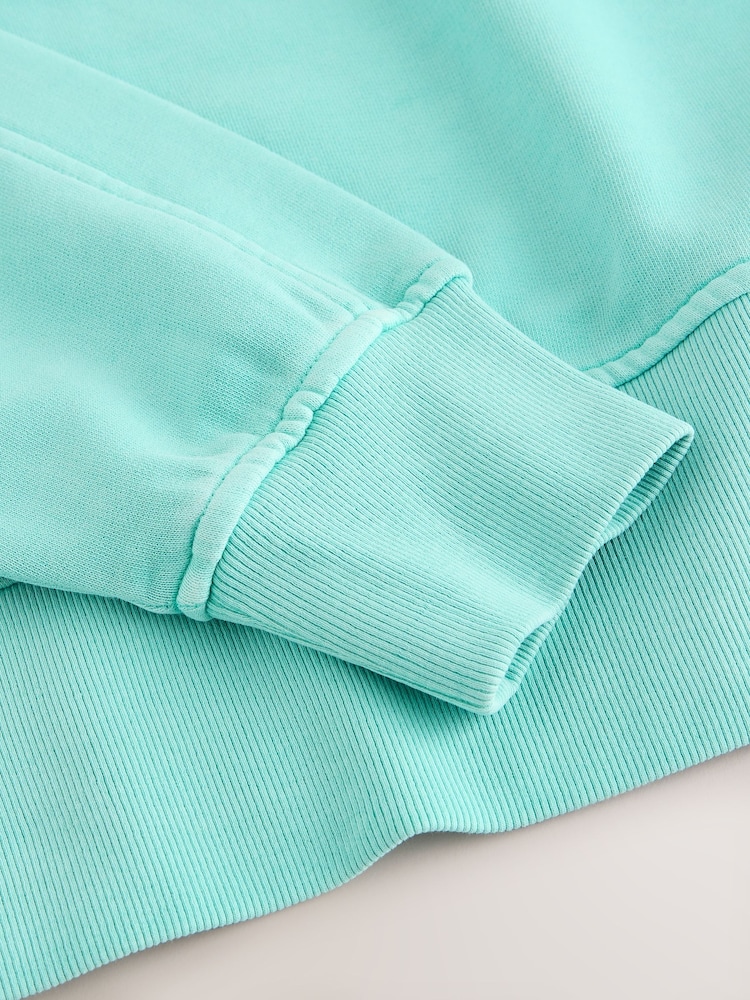 Turquoise Blue Crew Neck Washed Sweatshirt - Image 2 of 3