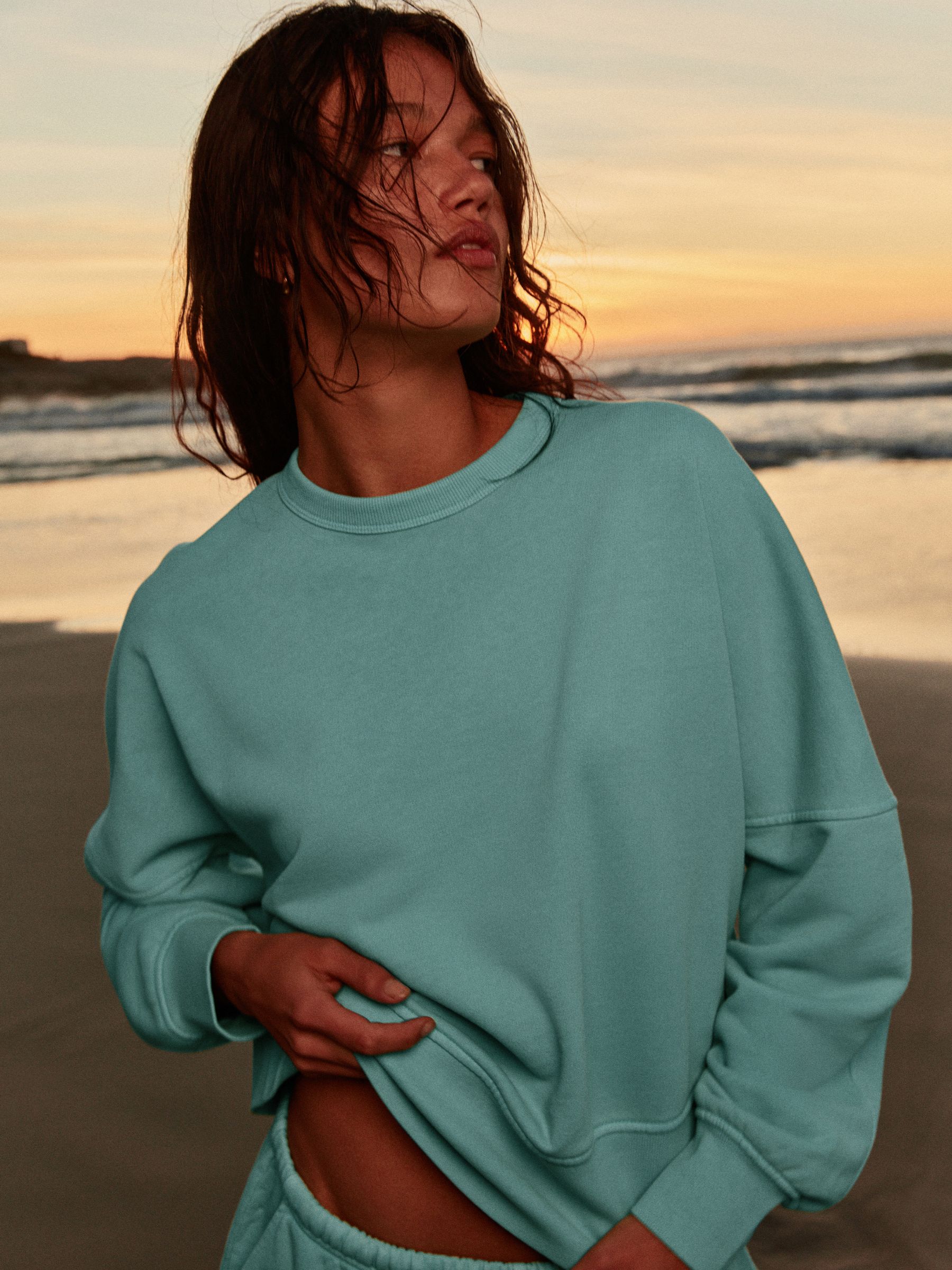 Buy Turquoise Blue Crew Neck Washed Sweatshirt from Next USA