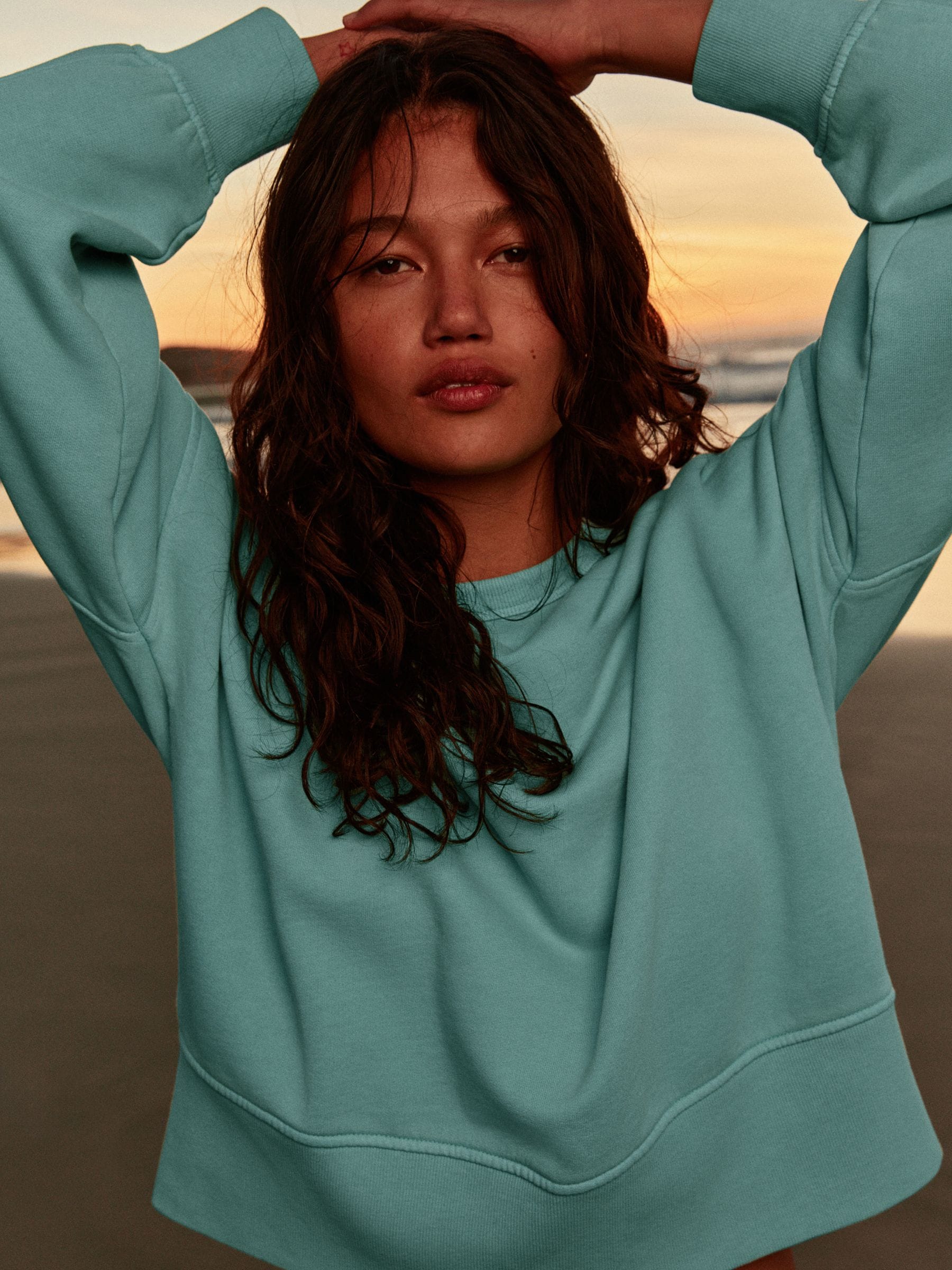 Buy Turquoise Blue Crew Neck Washed Sweatshirt from Next USA
