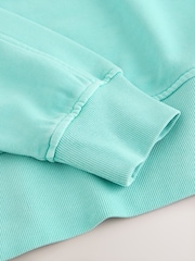 Turquoise Blue Crew Neck Washed Sweatshirt - Image 8 of 9