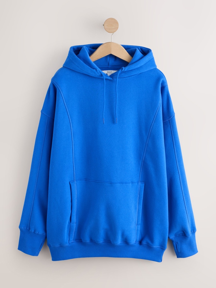 Cobalt Blue Relaxed Fit Longline Hoodie - Image 1 of 3