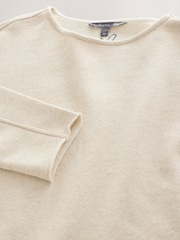 Neutral National Trust x Next Satin Patch Off The Shoulder Long Sleeve Sweat Top - Image 8 of 9