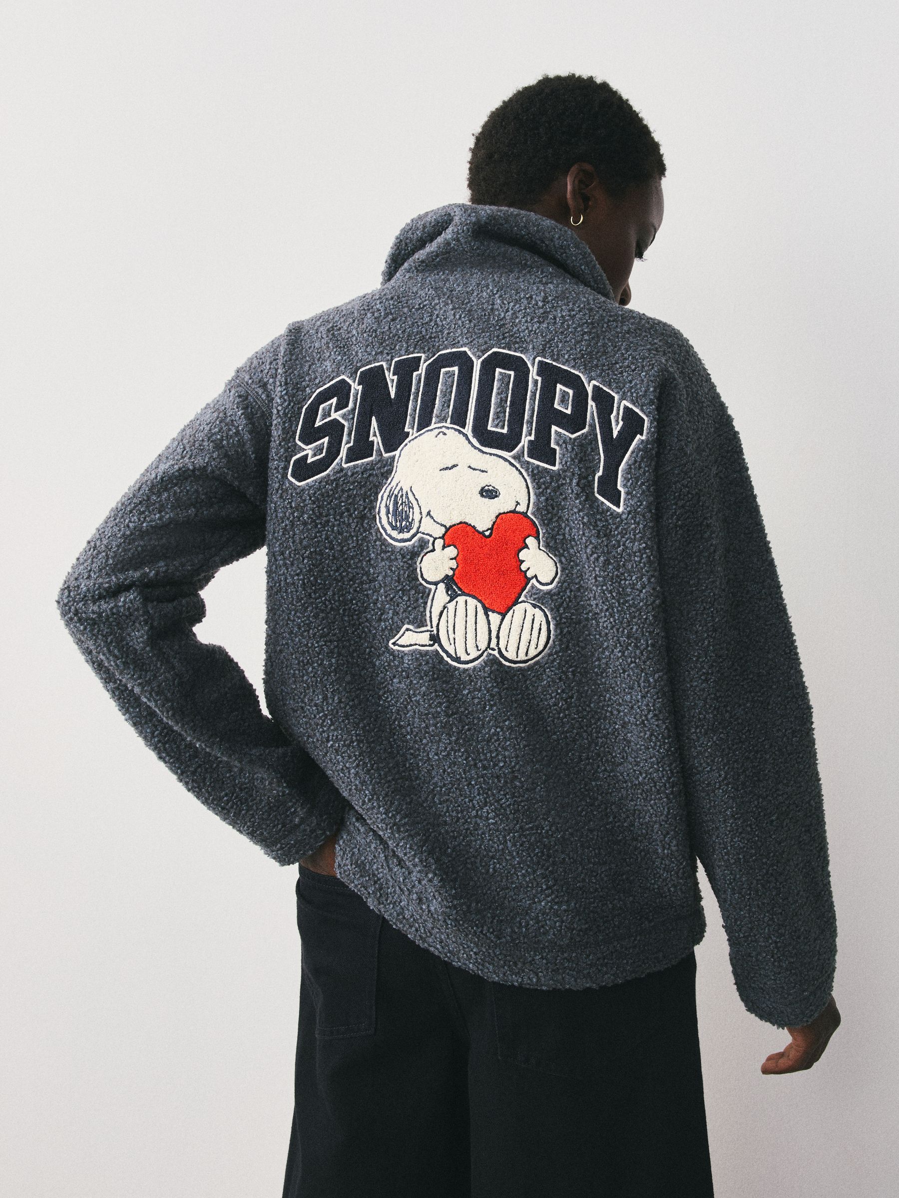 その他 Snoopy (Charcoal) Buy Charcoal Grey Snoopy Half Zip Borg Fleece from Next USA