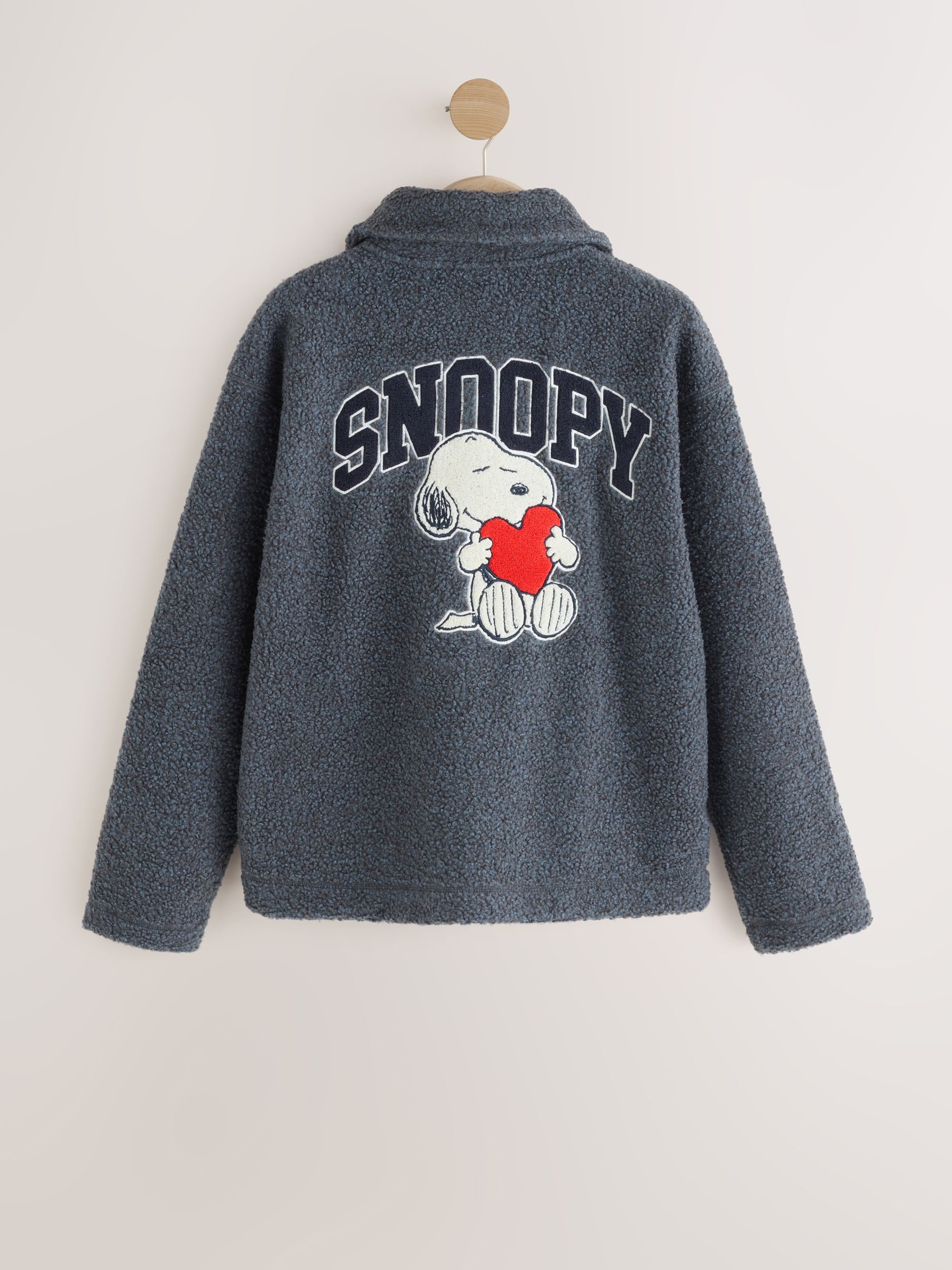 Buy Charcoal Grey Snoopy Half Zip Borg Fleece from Next USA