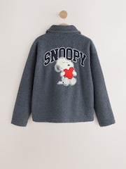 Charcoal Grey Snoopy Half Zip Borg Fleece - Image 7 of 10