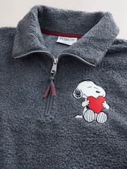 Charcoal Grey Snoopy Half Zip Borg Fleece - Image 8 of 10