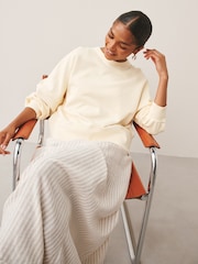 Yağ Sarı - Crew Boyunlu Yuyulmuş Sweatshirt - 8şəkildən 1 şəkil