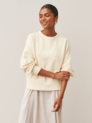 Yağ Sarı - Crew Boyunlu Yuyulmuş Sweatshirt - 8şəkildən 3 şəkil