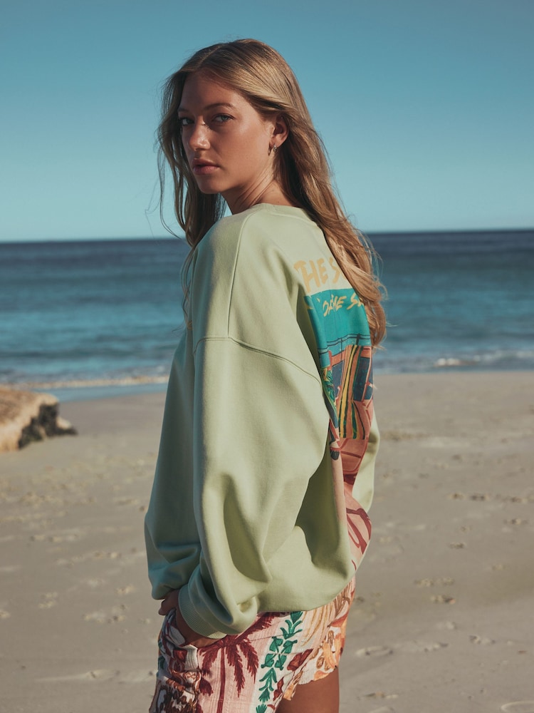 Sage green Official License Elizabeth Powers Graphic Sweatshirt - Image 1 of 9 Sage green Official License Elizabeth Powers Graphic Sweatshirt - Image 1 of 9