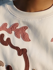 White Sweatshirt with Appliqué Details - Image 4 of 7
