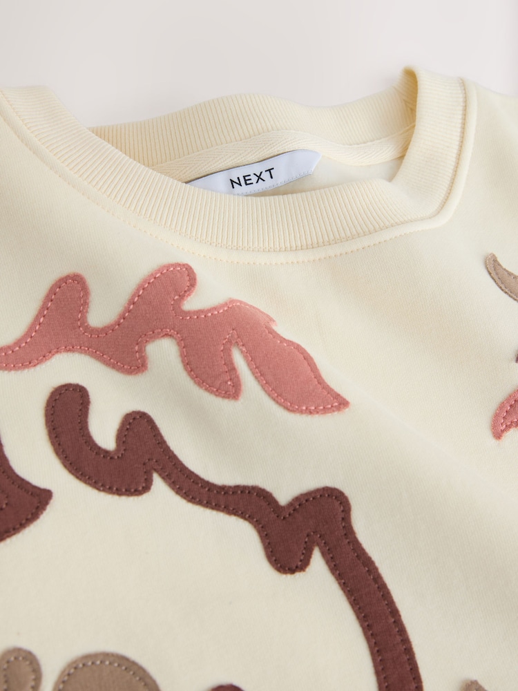 White Sweatshirt with Appliqué Details - Image 7 of 7