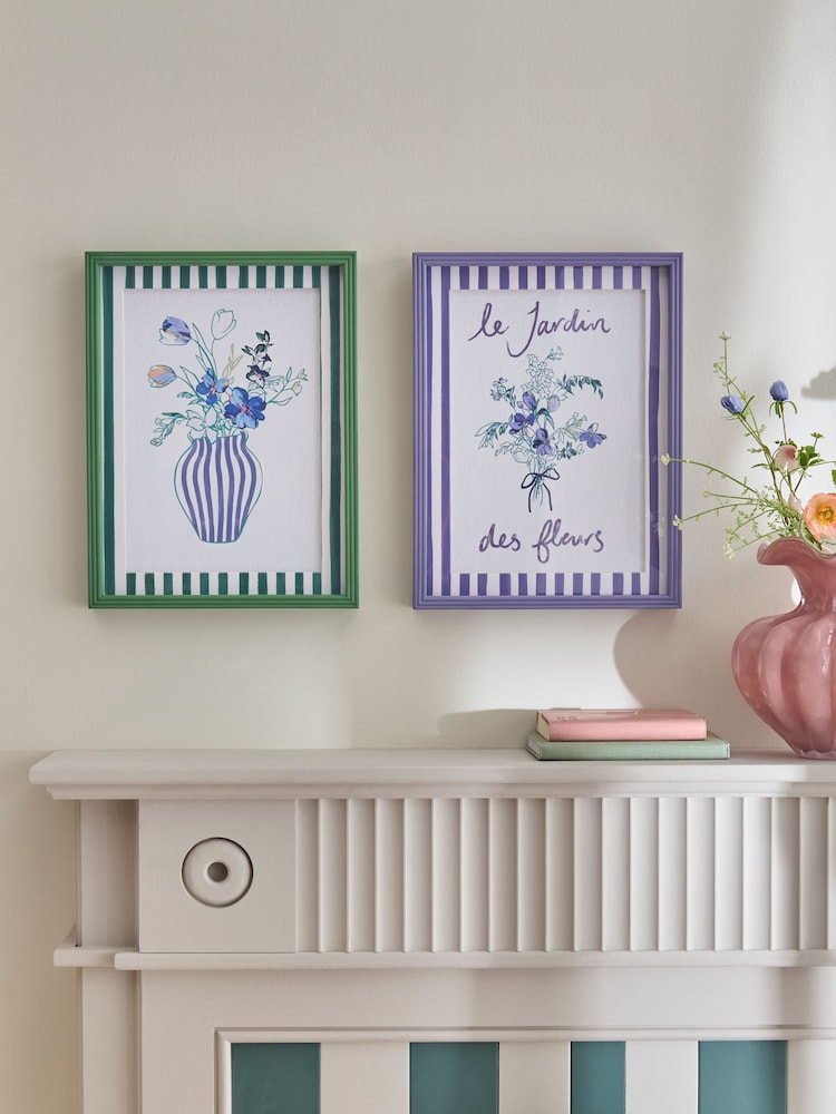 Set aus 2 gerahmten Floral- und Typografie-Wandkünsten - Bild 1 von 5 Set aus 2 gerahmten Floral- und Typografie-Wandkünsten - Bild 1 von 5