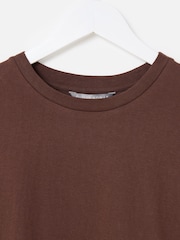 Oliver Bonas Brown Scalloped Broderie Mini T-Shirt Dress - Image 5 of 7